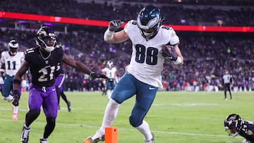 Philadelphia made it eight successive wins against the Baltimore Ravens but lost tight end Goedert to injury in the fourth quarter.