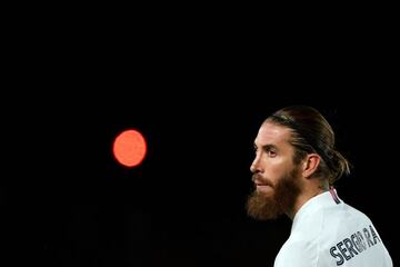 Real Madrid's Spanish defender Sergio Ramos looks on during the UEFA Champions League round of 16 second leg football match between Real Madrid CF and Atalanta at the Alfredo di Stefano stadium in Valdebebas, on the outskirts of Madrid on March 15, 2021.
