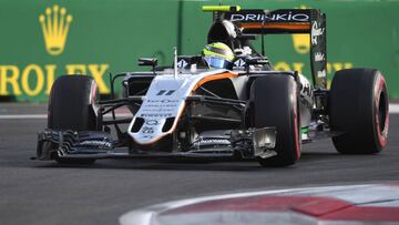 Sergio Pérez con el Force India en Bakú.