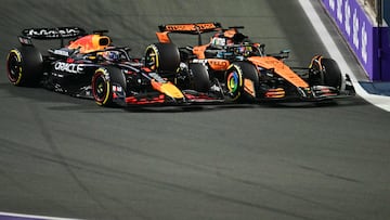 Max Verstappen (Red Bull) y Oscar Piastri (McLaren) se encuentran en la salida del GP de Arabia Saudí de F1.