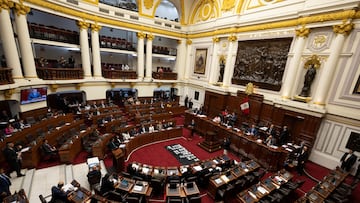 Peru's chief of staff Alberto Otarola speaks at the Congress as he and his cabinet face a vote of confidence in Lima, Peru, January 10, 2023. Cris Bouroncle/Pool via REUTERS