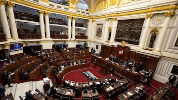 Peru's chief of staff Alberto Otarola speaks at the Congress as he and his cabinet face a vote of confidence in Lima, Peru, January 10, 2023. Cris Bouroncle/Pool via REUTERS