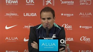 El entrenador del RCD Mallorca, Jagoba Arrasate, en la rueda de prensa previa al partido en Son Moix contra el Betis.