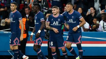 Los jugadores del PSG celebran un gol en la Champions.