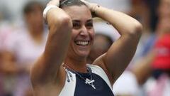 Flavia Pennetta, tras vencer a Simona Halep.