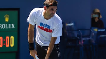 Roger Federer durante un entrenamiento previo al US Open.