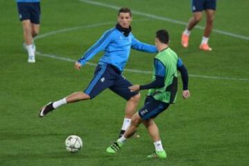 Cristiano Ronaldo in action at training.