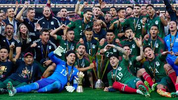Players of Mexico Champions during the game Mexico (Mexican National team) vs Panama, corresponding Great final of the CONCACAF Gold Cup 2023, at SoFi Stadium, on July 16, 2023.
<br><br>
Jugadores de Mexico Campeones  durante el partido Mexico (Seleccion Nacional Mexicana) vs Panama, correspondiente a la Gran Final de la Copa Oro de la CONCACAF 2023, en el SoFi Stadium, el 16 de Julio de 2023.