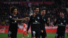 Morata celebra el 0-1 en el Girona-Atlético
