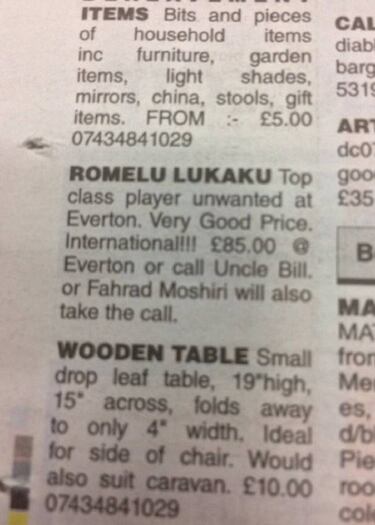 Intentan vender a Lukaku en un anuncio por palabras del periódico
