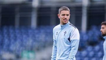 El lateral derecho Sergio Carreira, durante un entrenamiento del Celta.