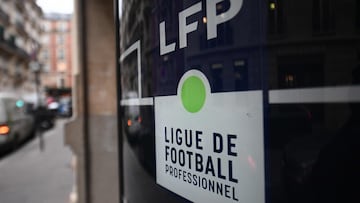 (FILES) A picture taken on February 1, 2021 shows the logo of the French Professional Football League (LFP) on its headquarters in Paris. The board of directors of France's Ligue de Football Professionnel (LFP) voted on April 15, 2025, to terminate its contract with broadcaster DAZN at the end of the season, even though the two parties are contractually bound until at least 2026, AFP has learned from sources close to the negotiations. (Photo by FRANCK FIFE / AFP)