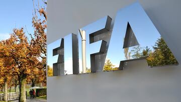 ZURICH, SWITZERLAND - OCTOBER 20: The FIFA logo is seen outside the FIFA headquarters prior to the FIFA Executive Committee Meeting on October 20, 2011 in Zurich, Switzerland. During their third meeting of the year, held over two days, the FIFA Executive Committee will approve the match schedules for the FIFA Confederations Cup Brazil 2013 and the 2014 FIFA World Cup Brazil. (Photo by Harold Cunningham/Getty Images)
