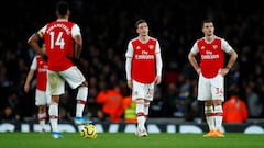 Los jugadores del Arsenal, durante un partido de la Premier League.