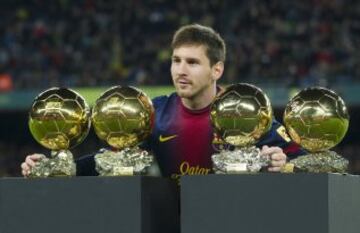 Con sus cuatro Balones de Oro.