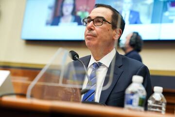 Washington (United States), 02/12/2020.- Treasury Secretary Steven Mnuchin listens to a question during a House Financial Services Committee hearing on 'Oversight of the Treasury Department's and Federal Reserve's Pandemic Response'