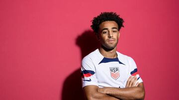 DOHA, QATAR - NOVEMBER 15: Tyler Adams of United States poses during the official FIFA World Cup Qatar 2022 portrait session at  on November 15, 2022 in Doha, Qatar. (Photo by Patrick Smith - FIFA/FIFA via Getty Images)