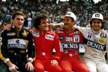 1986. Senna con Prost, Mansell y Piquet.