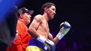 BELFAST, NORTHERN IRELAND - AUGUST 06: Miguel Marriaga inside the ring before his featherweight fight with Michael Conlan, at The SSE Arena Belfast on August 06, 2022 in Belfast, Northern Ireland. (Photo by Mikey Williams/Top Rank Inc via Getty Images)