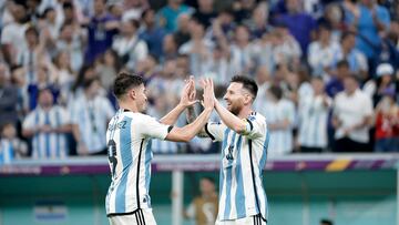 13/11/22 PARTIDO SEMIFINALES 
DOHA MUNDIAL QATAR 2022 
ARGENTINA - CROACIA 
ALEGRIA GOL 3-0 JULIAN ALVAREZ 
LIONEL MESSI 