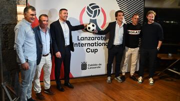 José Luis Mendilibar, Paco Lobato, Jonathan Sesma y Mista presentan la Lanzarote International Cup.