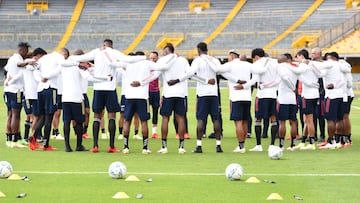 La Selecci&oacute;n Colombia durante un entrenamiento en Bogot&aacute;.