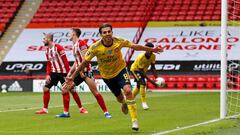 Ceballos celebr&oacute; as&iacute; su gol al Sheffield United.