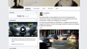 El delantero argentino expresa su preocupación por las inundaciones en su país.