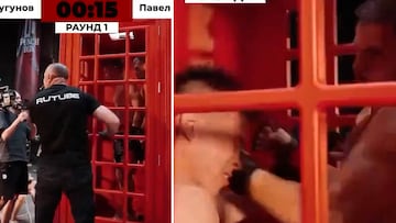 El último violento deporte inventado en Rusia con dos luchadores metidos en una cabina telefónica
