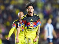 Alejandro Zendejas celebrates his goal 1-0 of America during the 5th round match between America and Monterrey as part of the Liga BBVA MX, Torneo Clausura 2026 at Ciudad de los Deportes Stadium, on February 07, 2026 in Mexico City, Mexico.