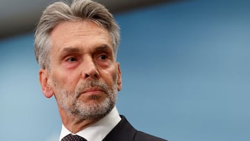 FILE PHOTO: Former Dutch intelligence chief Dick Schoof looks on at a press conference as he is presented as the proposed prime minister of the Netherlands, in The Hague, Netherlands, May 28, 2024. REUTERS/Piroschka van de Wouw/File Photo