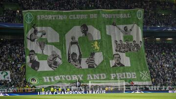 Los aficionados del Sporting durante un partido de Champions. 