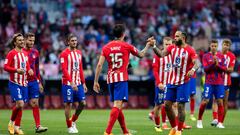 Jugadores del Atlético de Madrid en su último partido de liga contra Osasuna.