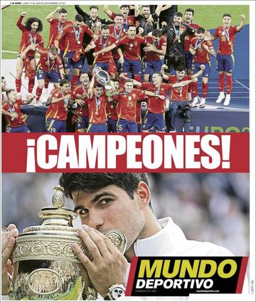 Invencibles, Reyes de Europa... Las portadas del triunfo de España en la Euro