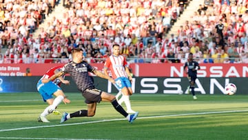 El jugador del Real Madrid, Joselu, marcó el 0-1 al Girona en el duelo de la primera vuelta de Liga.