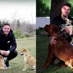 Los jugadores del Atleti celebran el Año del Perro junto a sus mascotas