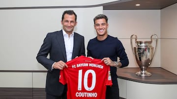 El centrocampista brasile&ntilde;o, Philippe Coutinho, en su presentaci&oacute;n con el Bayern Munich.