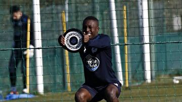 Marlos Moreno en uno de los entrenamientos del Deportivo La Coru&ntilde;a.