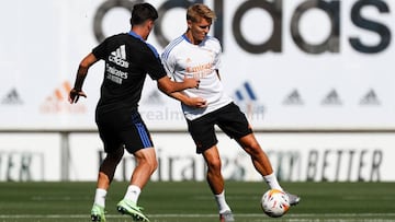 Odegaard, en un entrenamiento del Real Madrid.