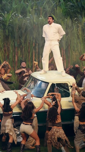 Puerto Rican singer Bad Bunny performs during Super Bowl LX Patriots vs Seahawks Apple Music Halftime Show at Levi's Stadium in Santa Clara, California on February 8, 2026. (Photo by Patrick T. Fallon / AFP)