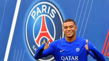 Kylian Mbappé during a Paris Saint-Germain training session.