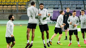 Los jugadores del Liverpool se ejercitan en Maribor.