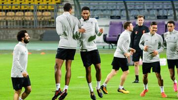 Los jugadores del Liverpool se ejercitan en Maribor.