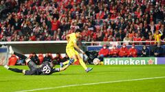 Liverpool's Luis Diaz (right) scores their side's third goal of the game during the UEFA Champions League Quarter Final first leg match at the Estadio da Luz, Lisbon. Picture date: Tuesday April 5, 2022. (Photo by Adam Davy/PA Images via Getty Images)