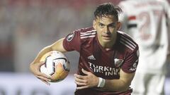 Rafael Santos Borr&eacute; celebrando su gol con River Plate ante Sao Paulo.