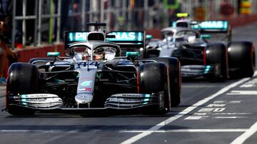 Hamilton y Bottas (Mercedes W10). Canad&aacute;, F1 2019. 