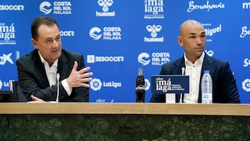 José María Muñoz, administrador judicial del Málaga, y Manolo Gaspar, director deportivo.