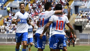 Futbol, Antofagasta vs Universidad Catolica 
 Tercera fecha ,campeonato AFP PlanVital 2020..
 El jugador de Universidad Catolica  Edson Puch celebra con sus compaeros  luego de convertir un gol contra Antofagasta durante el partido de primera division disputado en el estadio Calvo y Bascun de Antofagasta.
 Antofagasta Chile.
 09/02/2020
 
 Pedro Tapia/Photosport**********
 
 Antofagasta vs Universidad Catolica 
 Third date,  AFP PlanVital championship 2020.
 niversidad Catolica &#039;s player Edson Puch celebrates with teammates after scoring against U Antofagasta during a first  division football match held at the Calvo Y bascuan de Antofagasta, Chile.
 09/02/2020
 
 Pedro Tapia/Photosport