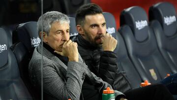 Quique Setién y Eder Sarabia antes del Barcelona-Granada de LaLiga Santander.