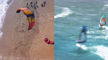 Frame del teaser de Red Bull Tarifa2, evento que enfrentar&aacute; a kitesurfistas contra windsurfistas en Tarifa (C&aacute;diz) el pr&oacute;ximo mes de septiembre.